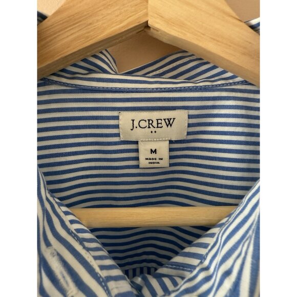 J . Crew Cotton Poplin Button Up Signature Fit Shirt Preppy Nautical Modest M - Picture 7 of 10